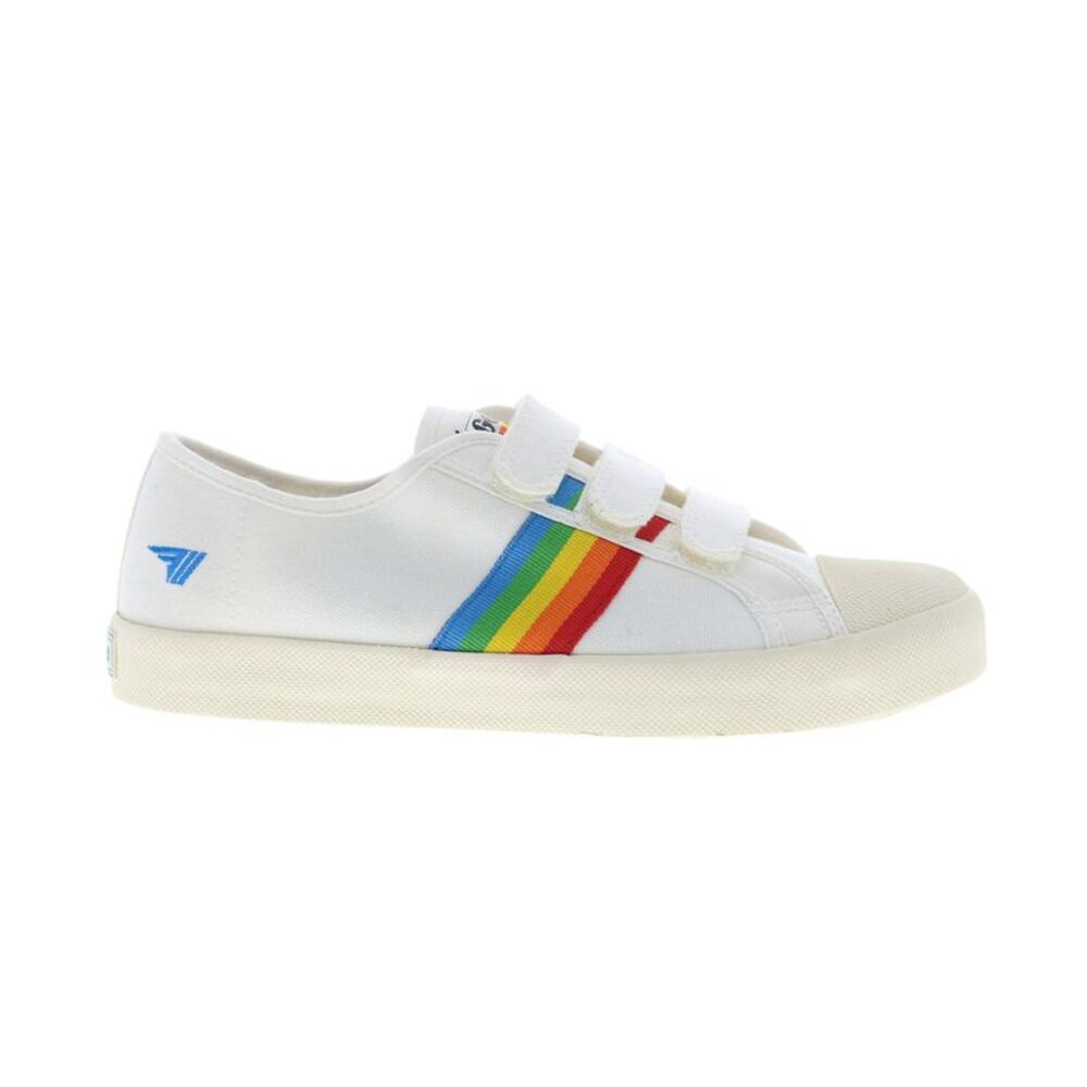 Gola Coaster Sneakers with Rainbow Stripes, Velcro Straps
